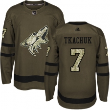Youth Adidas Arizona Coyotes #7 Keith Tkachuk Authentic Green Salute to Service NHL Jersey
