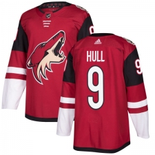 Men's Adidas Arizona Coyotes #9 Bobby Hull Premier Burgundy Red Home NHL Jersey