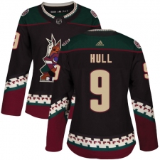 Women's Adidas Arizona Coyotes #9 Bobby Hull Authentic Black Alternate NHL Jersey