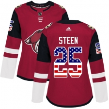 Women's Adidas Arizona Coyotes #25 Thomas Steen Authentic Red USA Flag Fashion NHL Jersey