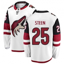 Youth Arizona Coyotes #25 Thomas Steen Authentic White Away Fanatics Branded Breakaway NHL Jersey