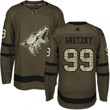 Men's Adidas Arizona Coyotes #99 Wayne Gretzky Authentic Green Salute to Service NHL Jersey