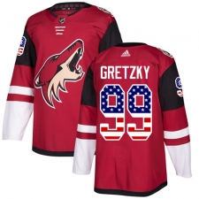 Men's Adidas Arizona Coyotes #99 Wayne Gretzky Authentic Red USA Flag Fashion NHL Jersey