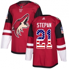 Men's Adidas Arizona Coyotes #21 Derek Stepan Authentic Red USA Flag Fashion NHL Jersey