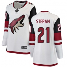 Women's Arizona Coyotes #21 Derek Stepan Authentic White Away Fanatics Branded Breakaway NHL Jersey