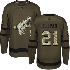 Youth Adidas Arizona Coyotes #21 Derek Stepan Authentic Green Salute to Service NHL Jersey