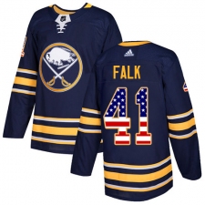 Men's Adidas Buffalo Sabres #41 Justin Falk Authentic Navy Blue USA Flag Fashion NHL Jersey