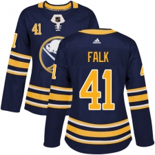 Women's Adidas Buffalo Sabres #41 Justin Falk Premier Navy Blue Home NHL Jersey