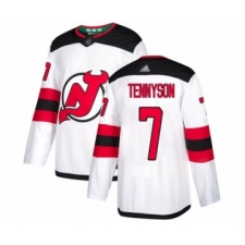 Youth New Jersey Devils #7 Matt Tennyson Authentic White Away Hockey Jersey
