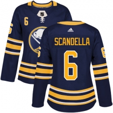 Women's Adidas Buffalo Sabres #6 Marco Scandella Authentic Navy Blue Home NHL Jersey