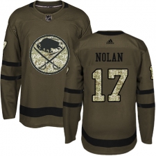 Men's Adidas Buffalo Sabres #17 Jordan Nolan Authentic Green Salute to Service NHL Jersey