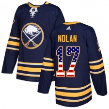 Men's Adidas Buffalo Sabres #17 Jordan Nolan Authentic Navy Blue USA Flag Fashion NHL Jersey