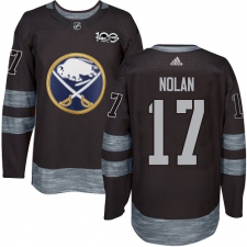Men's Adidas Buffalo Sabres #17 Jordan Nolan Premier Black 1917-2017 100th Anniversary NHL Jersey
