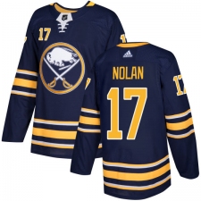 Men's Adidas Buffalo Sabres #17 Jordan Nolan Premier Navy Blue Home NHL Jersey