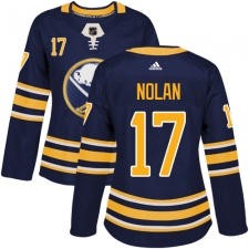 Women's Adidas Buffalo Sabres #17 Jordan Nolan Authentic Navy Blue Home NHL Jersey