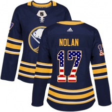 Women's Adidas Buffalo Sabres #17 Jordan Nolan Authentic Navy Blue USA Flag Fashion NHL Jersey