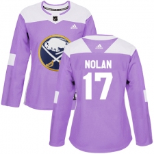 Women's Adidas Buffalo Sabres #17 Jordan Nolan Authentic Purple Fights Cancer Practice NHL Jersey