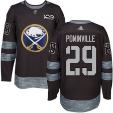 Men's Adidas Buffalo Sabres #29 Jason Pominville Authentic Black 1917-2017 100th Anniversary NHL Jersey