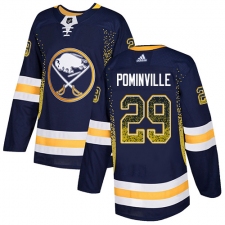 Men's Adidas Buffalo Sabres #29 Jason Pominville Authentic Navy Blue Drift Fashion NHL Jersey