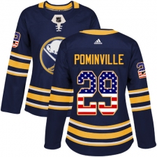 Women's Adidas Buffalo Sabres #29 Jason Pominville Authentic Navy Blue USA Flag Fashion NHL Jersey