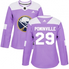 Women's Adidas Buffalo Sabres #29 Jason Pominville Authentic Purple Fights Cancer Practice NHL Jersey