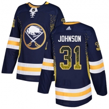 Men's Adidas Buffalo Sabres #31 Chad Johnson Authentic Navy Blue Drift Fashion NHL Jersey