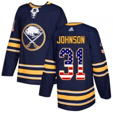 Men's Adidas Buffalo Sabres #31 Chad Johnson Authentic Navy Blue USA Flag Fashion NHL Jersey