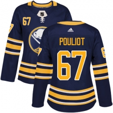 Women's Adidas Buffalo Sabres #67 Benoit Pouliot Authentic Navy Blue Home NHL Jersey