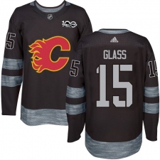 Men's Adidas Calgary Flames #15 Tanner Glass Authentic Black 1917-2017 100th Anniversary NHL Jersey