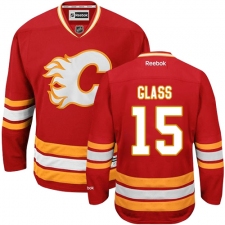 Men's Reebok Calgary Flames #15 Tanner Glass Authentic Red Third NHL Jersey