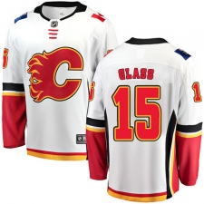 Youth Calgary Flames #15 Tanner Glass Fanatics Branded White Away Breakaway NHL Jersey
