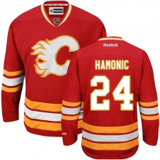 Men's Reebok Calgary Flames #24 Travis Hamonic Authentic Red Third NHL Jersey