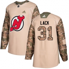 Men's Adidas New Jersey Devils #31 Eddie Lack Authentic Camo Veterans Day Practice NHL Jersey