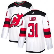 Men's Adidas New Jersey Devils #31 Eddie Lack Authentic White Away NHL Jersey