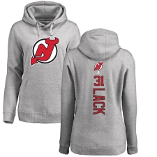 NHL Women's Adidas New Jersey Devils #31 Eddie Lack Ash Backer Pullover Hoodie