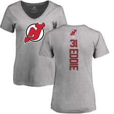 NHL Women's Adidas New Jersey Devils #31 Eddie Lack Ash Backer T-Shirt