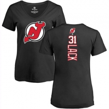 NHL Women's Adidas New Jersey Devils #31 Eddie Lack Black Backer T-Shirt