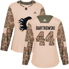 Women's Adidas Calgary Flames #44 Matt Bartkowski Authentic Camo Veterans Day Practice NHL Jersey