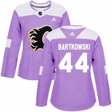 Women's Reebok Calgary Flames #44 Matt Bartkowski Authentic Purple Fights Cancer Practice NHL Jersey