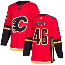 Men's Adidas Calgary Flames #46 Marek Hrivik Authentic Red Home NHL Jersey