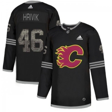 Men's Adidas Calgary Flames #46 Marek Hrivik Black Authentic Classic Stitched NHL Jersey
