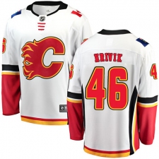 Men's Calgary Flames #46 Marek Hrivik Fanatics Branded White Away Breakaway NHL Jersey