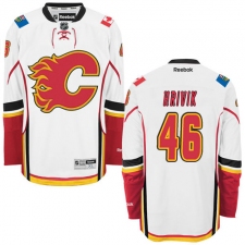 Men's Reebok Calgary Flames #46 Marek Hrivik Authentic White Away NHL Jersey