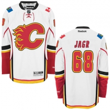 Men's Reebok Calgary Flames #68 Jaromir Jagr Authentic White Away NHL Jersey