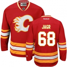 Women's Reebok Calgary Flames #68 Jaromir Jagr Premier Red Third NHL Jersey