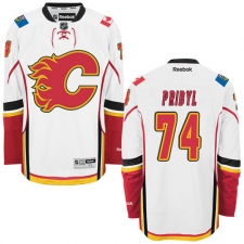 Men's Reebok Calgary Flames #74 Daniel Pribyl Authentic White Away NHL Jersey