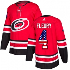 Men's Adidas Carolina Hurricanes #4 Haydn Fleury Authentic Red USA Flag Fashion NHL Jersey