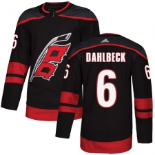Men's Adidas Carolina Hurricanes #6 Klas Dahlbeck Premier Black Alternate NHL Jersey