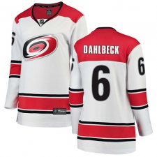Women's Carolina Hurricanes #6 Klas Dahlbeck Authentic White Away Fanatics Branded Breakaway NHL Jersey