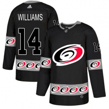Men's Adidas Carolina Hurricanes #14 Justin Williams Authentic Black Team Logo Fashion NHL Jersey